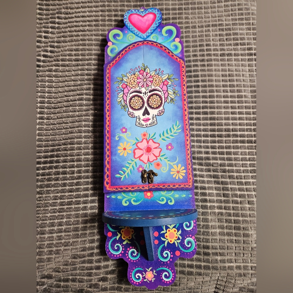 Colorful Skull Design Wall Shelf
